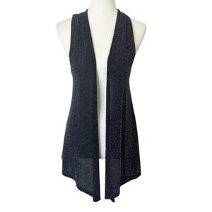 Y2K Wet Seal Open Front Vest Women's Size Medium Black Metallic
